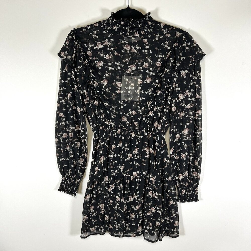 70/21 Dress Womens Size Small Chiffon Floral print Cut Out long sleeve NWT‎ Boho